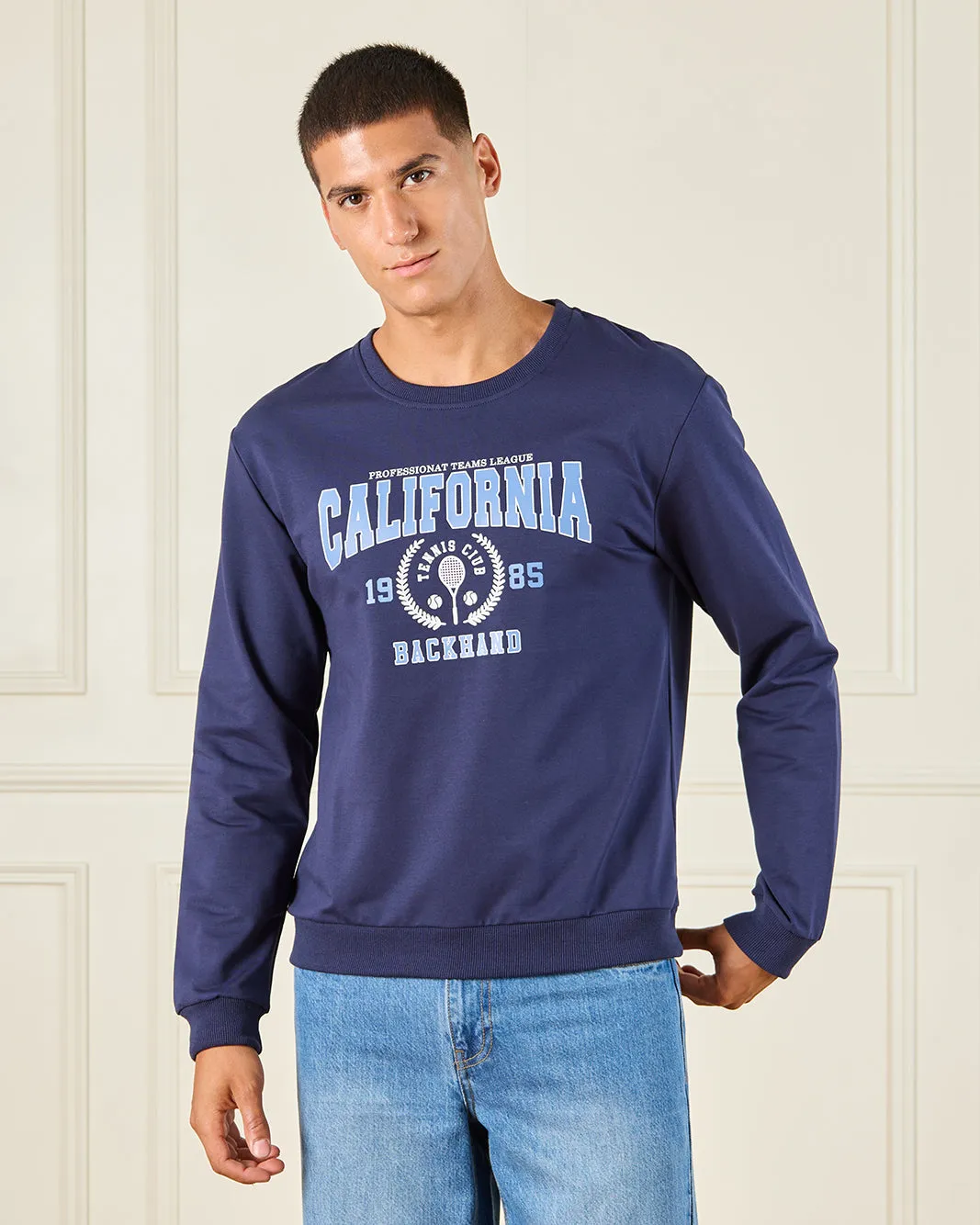 Men Navy Printed Sweatshirt sold by Redtag