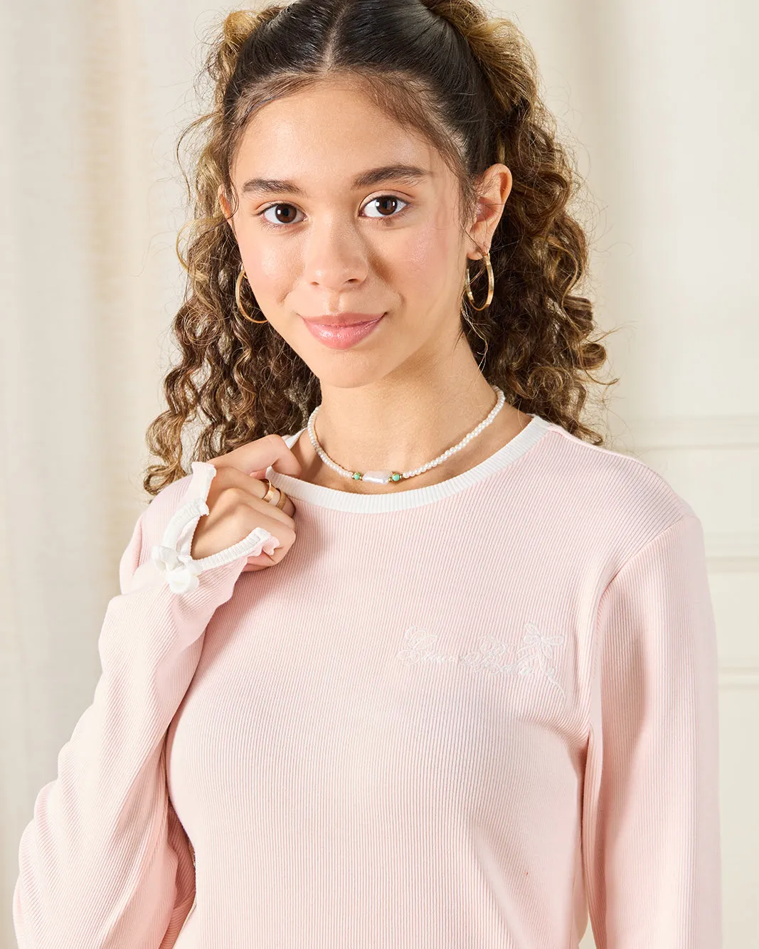 Senior Girls Pink Embroidered T-Shirt With Bow sold by Redtag product image thumbnail 4