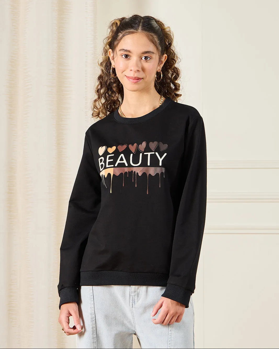 Senior Girls Black Beauty Print Sweatshirt sold by Redtag
