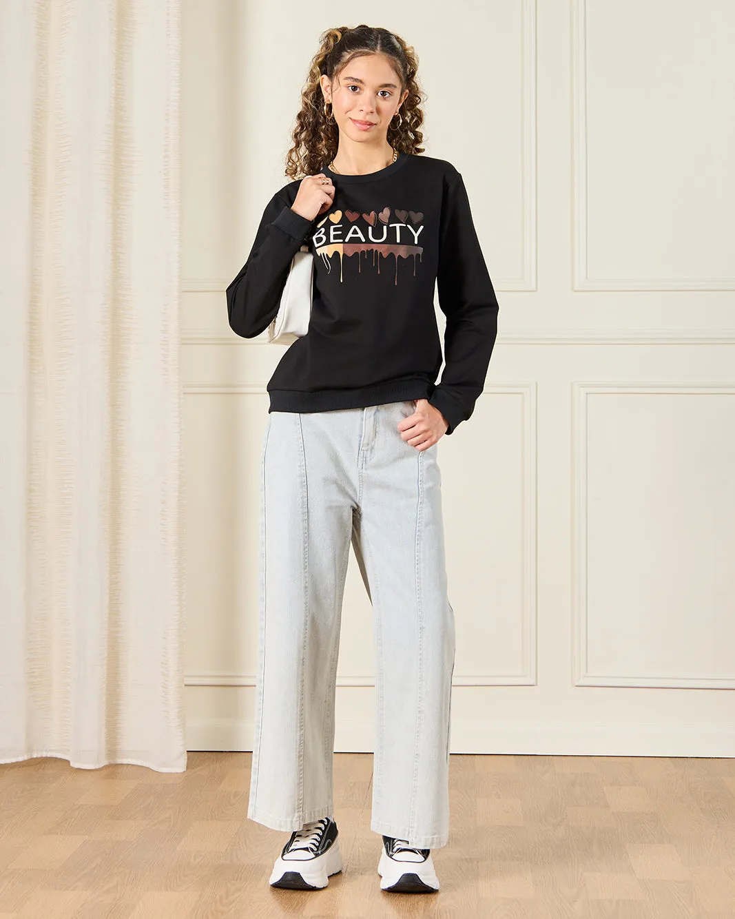 Senior Girls Black Beauty Print Sweatshirt sold by Redtag product image thumbnail 2