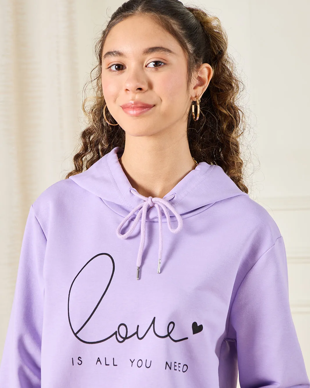Senior Girls Lilac Love Print Sweatshirt sold by Redtag product image thumbnail 4