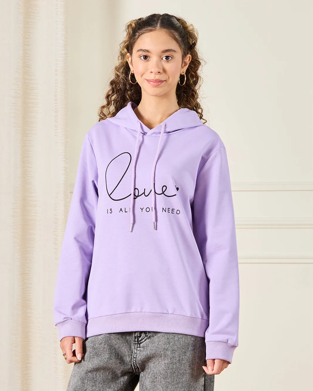 Senior Girls Lilac Love Print Sweatshirt sold by Redtag