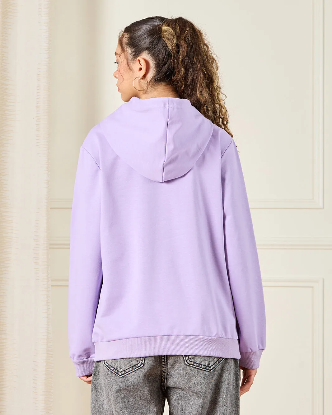 Senior Girls Lilac Love Print Sweatshirt sold by Redtag product image thumbnail 3