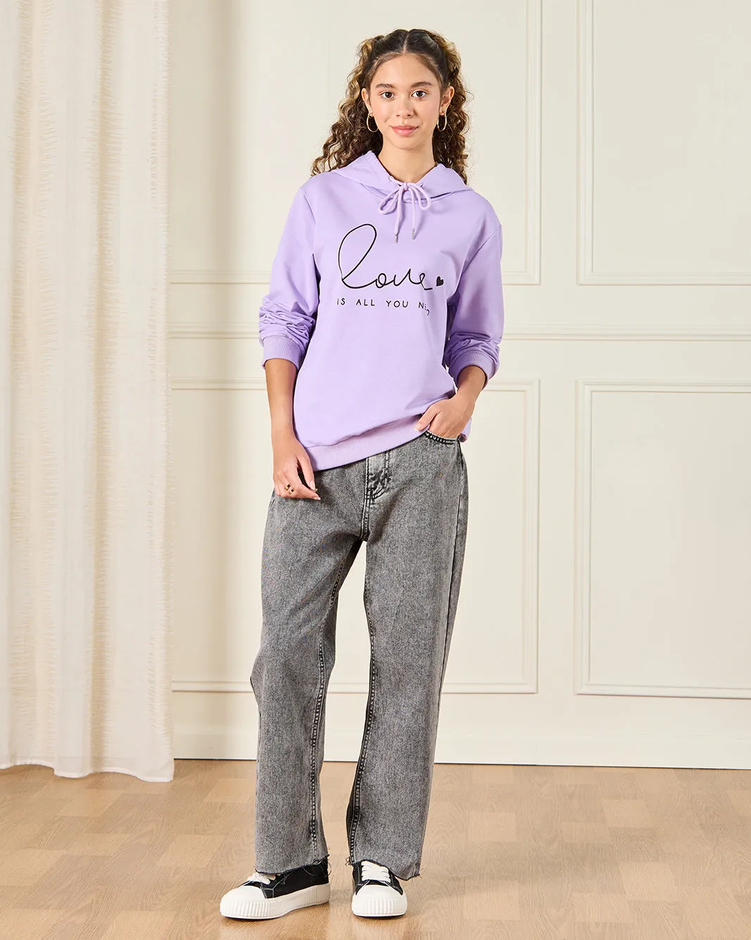 Senior Girls Lilac Love Print Sweatshirt sold by Redtag product image thumbnail 2