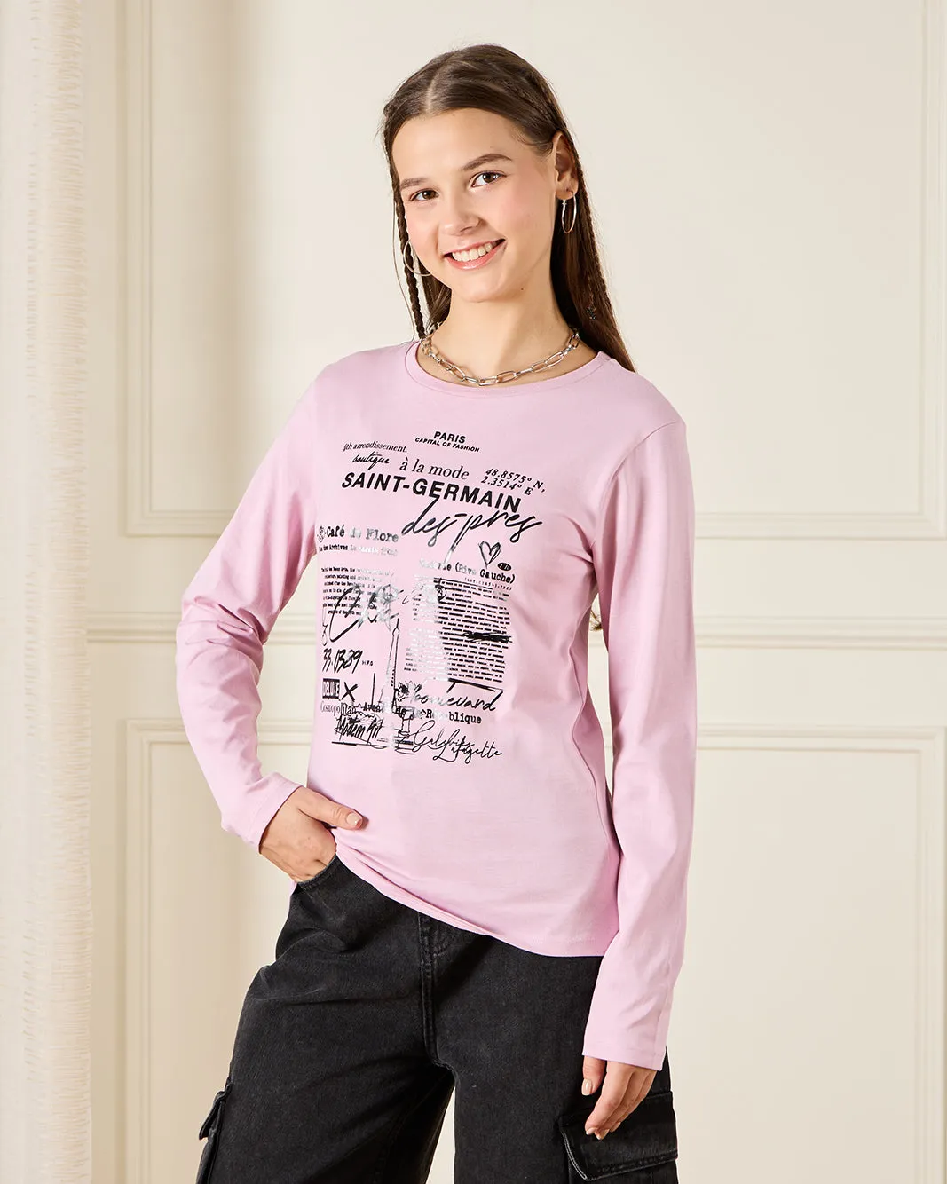 Senior Girls Long Printed T-shirt sold by Redtag