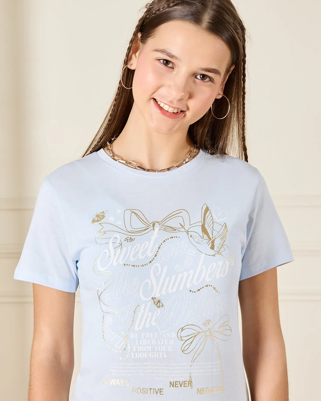 Senior Girls Blue Printed T-shirt sold by Redtag product image thumbnail 4
