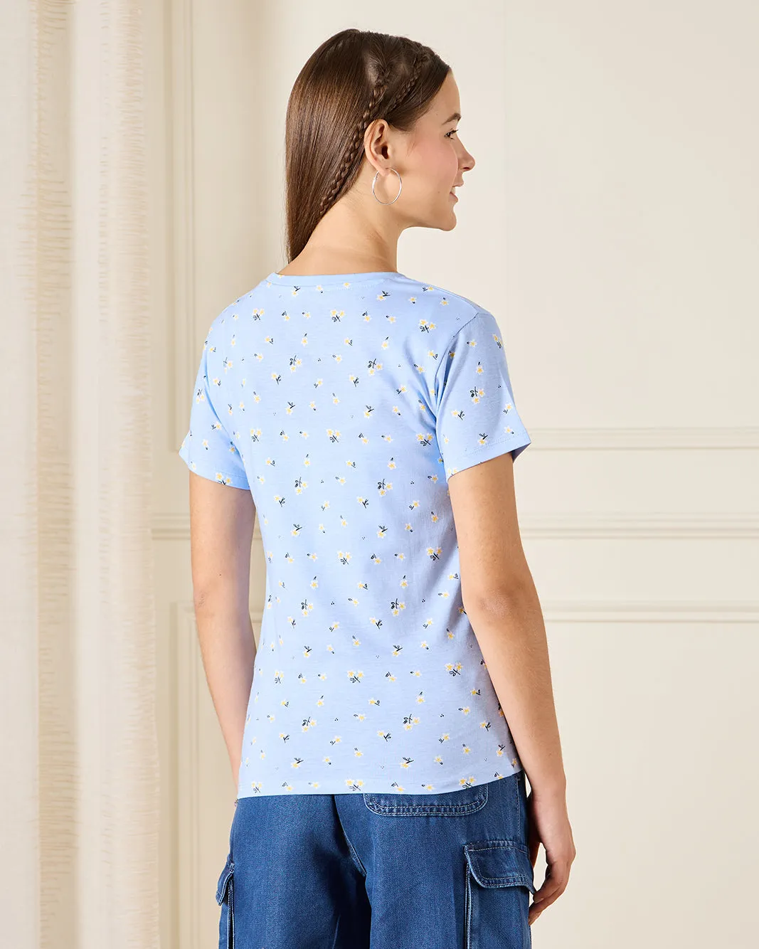 Senior Girls Blue Printed T-shirt sold by Redtag product image thumbnail 3