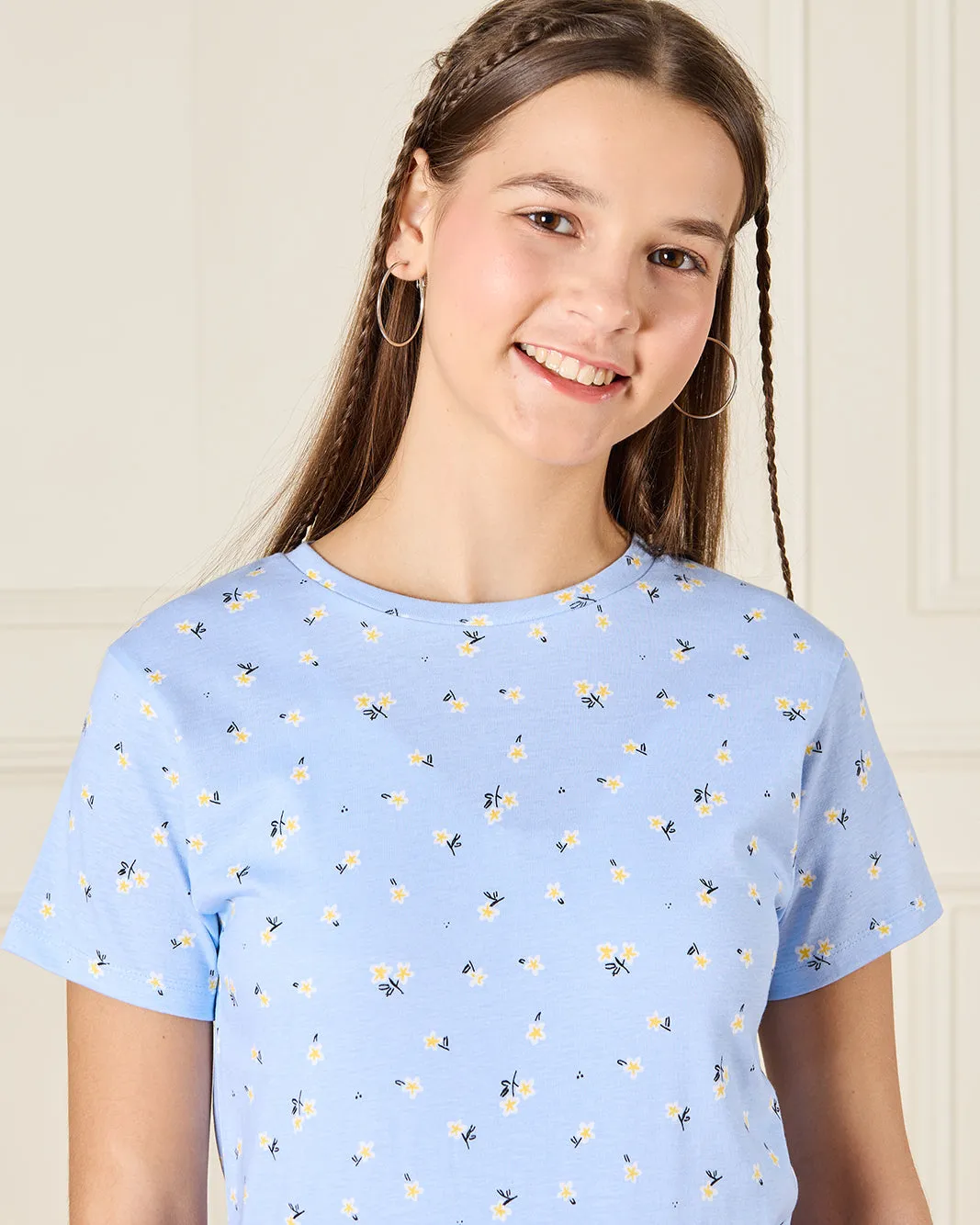 Senior Girls Blue Printed T-shirt sold by Redtag product image thumbnail 4