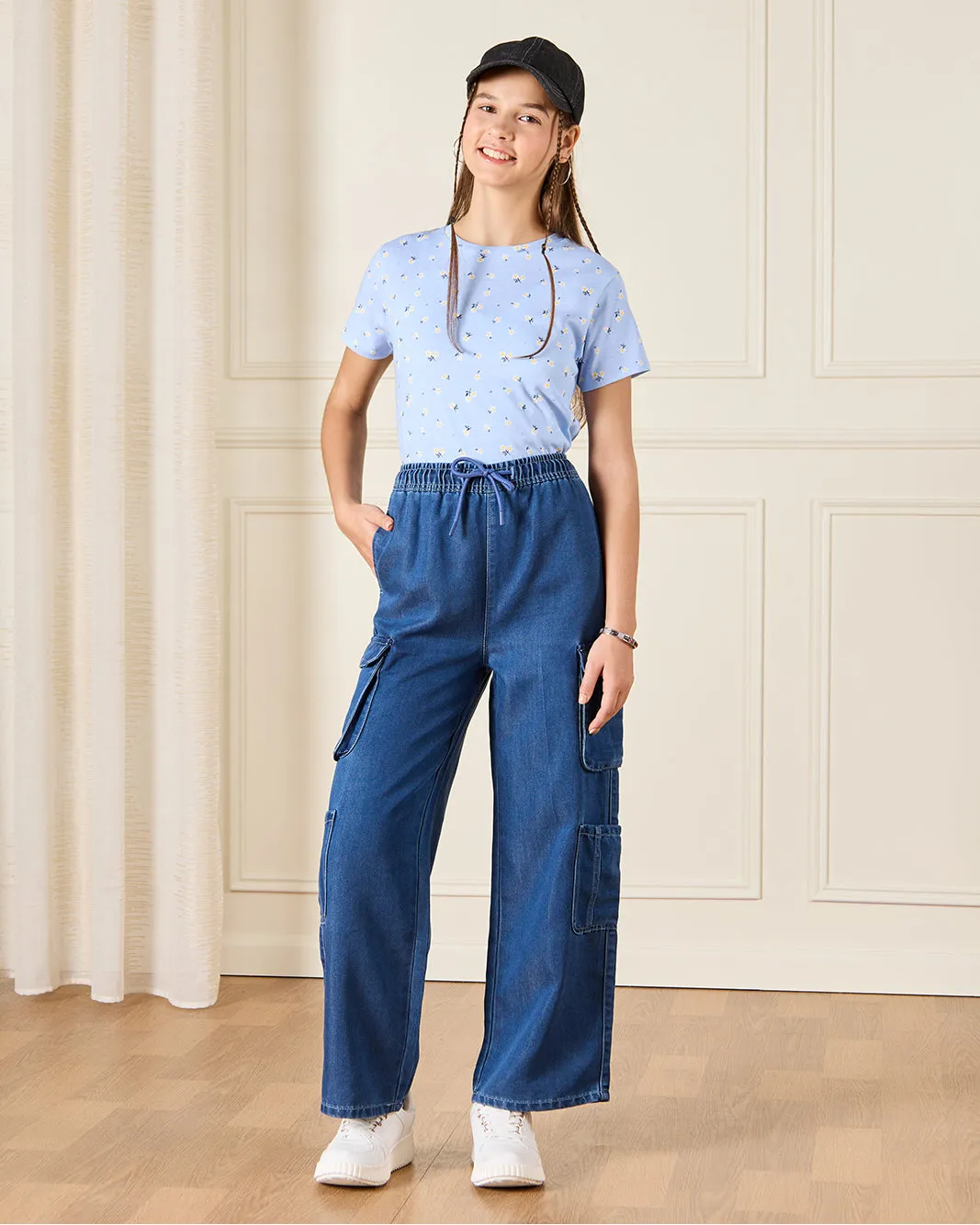 Senior Girls Blue Printed T-shirt sold by Redtag product image thumbnail 2