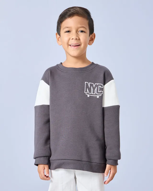 Boys Charcoal Embellished Sweatshirt sold by Redtag
