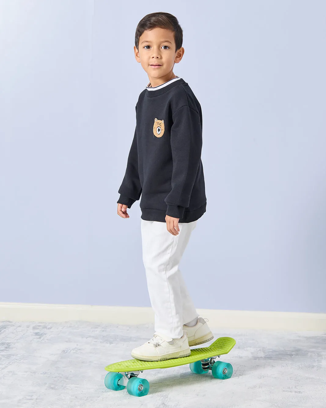 Boys Black Embellished Sweatshirt sold by Redtag product image thumbnail 2