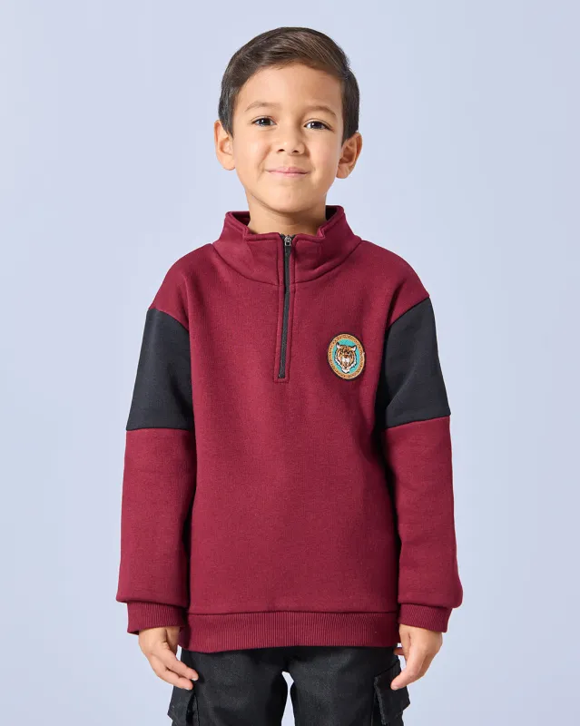 Boys Burgundy High Neck Sweatshirt sold by Redtag