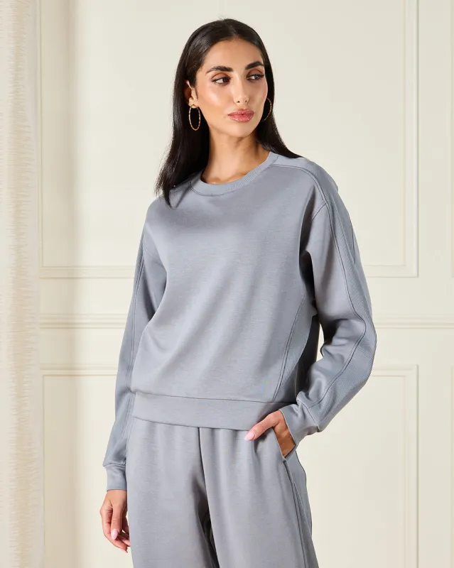 Women Blue Ribbed Active Sweatshirt sold by Redtag