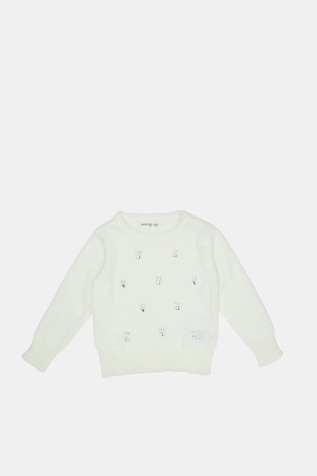 Infant Girls Cream Embellished Pullover sold by Redtag