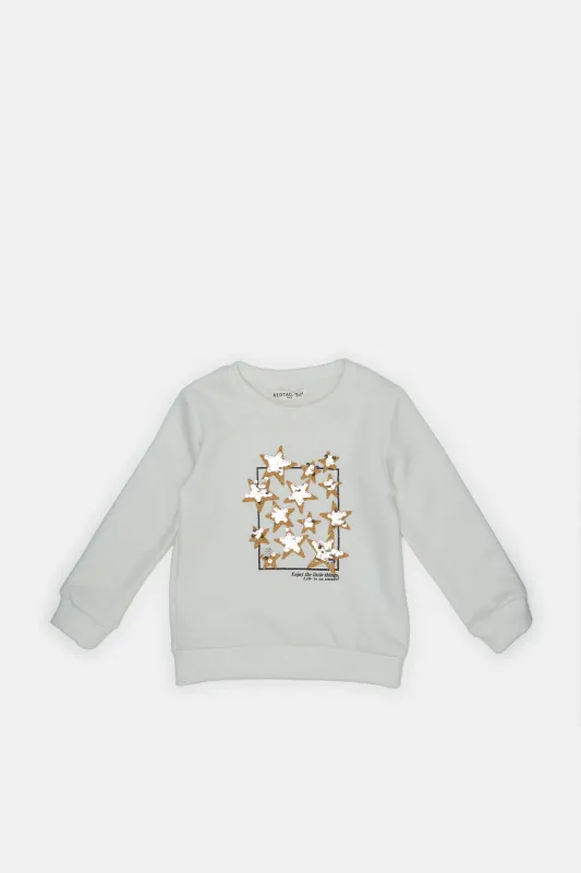 Infant Girls White Stars Embellishments Sweatshirt sold by Redtag