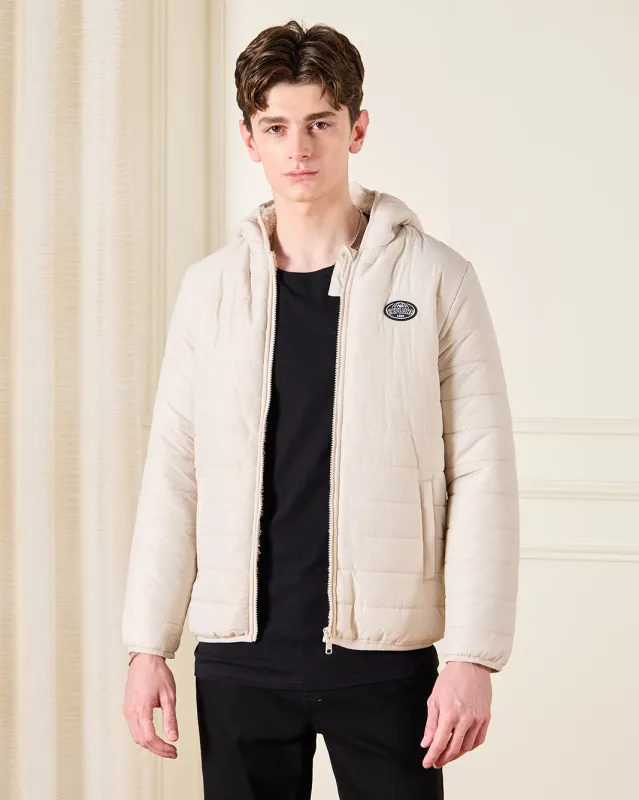 Senior Boys Beige Sherpa Lining Puffer Jacket sold by Redtag