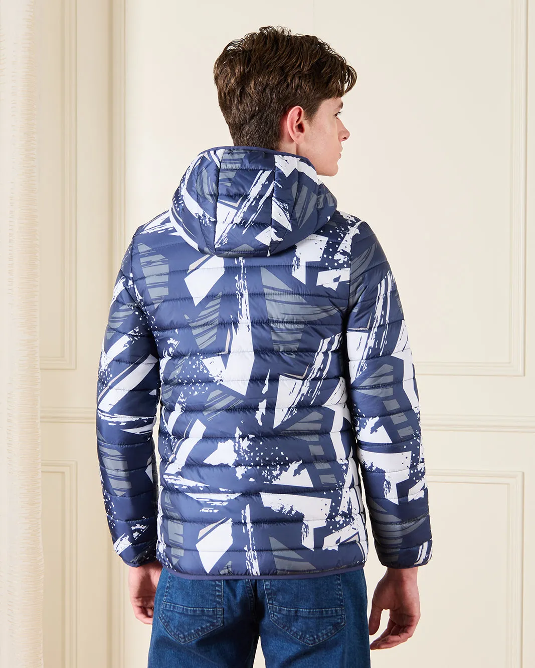 Senior Boys Navy Printed Puffer Jacket sold by Redtag product image thumbnail 3