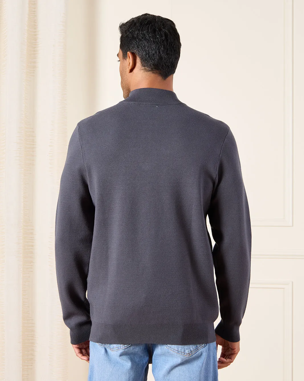 Men Grey Half Zip Pullover sold by Redtag product image thumbnail 3