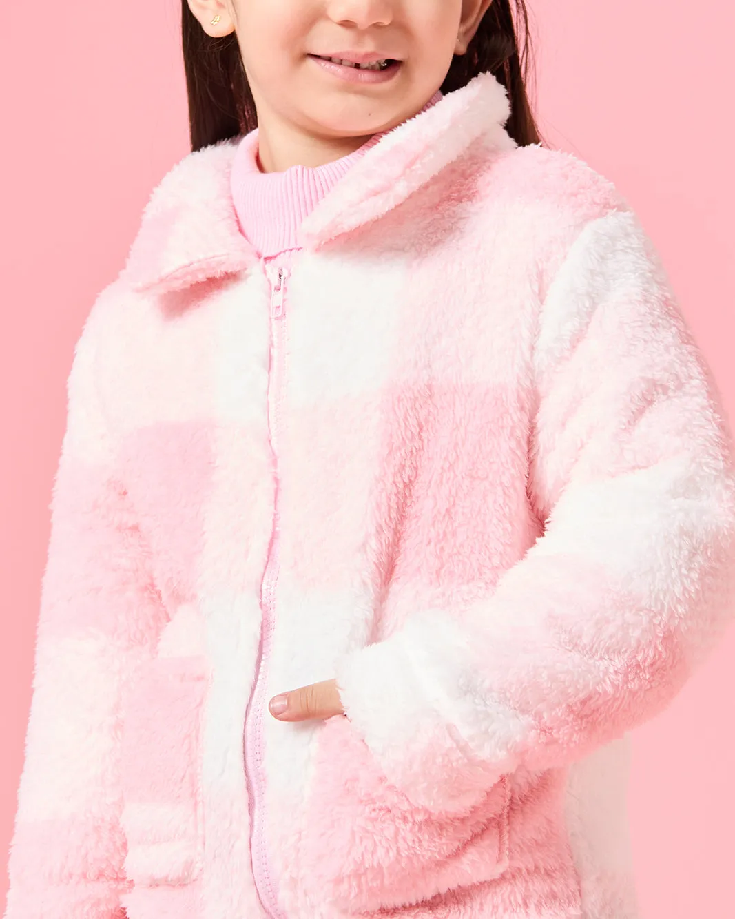 Girls Pink Checkered Sweatshirt sold by Redtag product image thumbnail 4