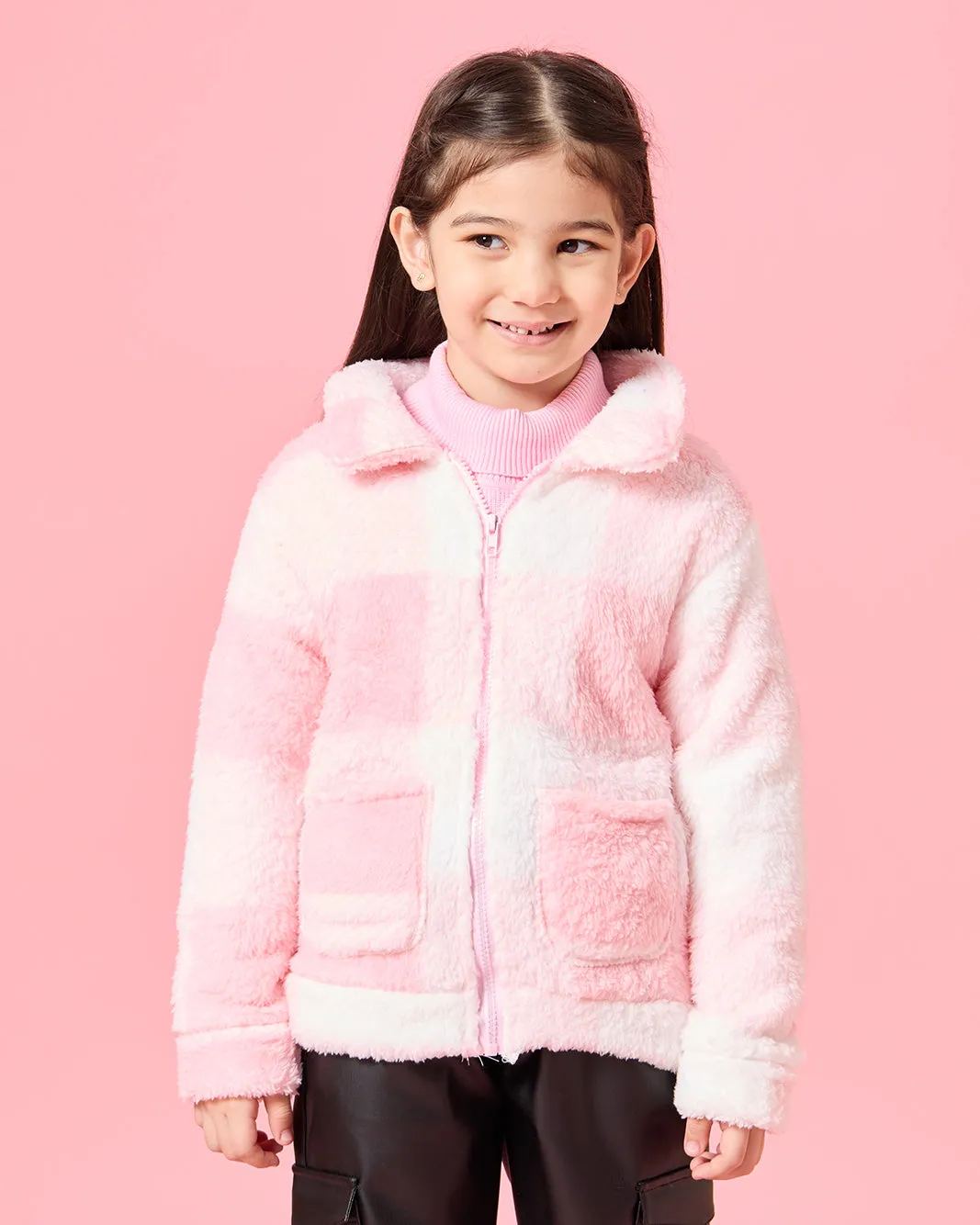 Girls Pink Checkered Sweatshirt sold by Redtag