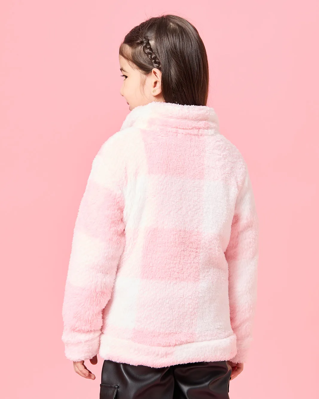 Girls Pink Checkered Sweatshirt sold by Redtag product image thumbnail 3