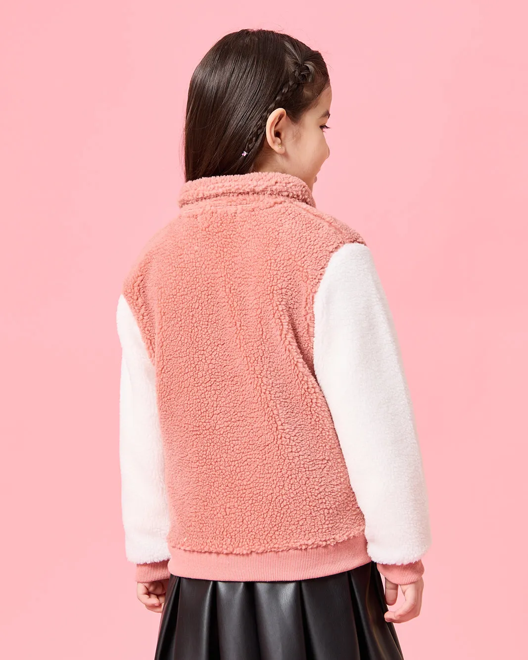 Girls Pink And White Textured Sweatshirt sold by Redtag product image thumbnail 3