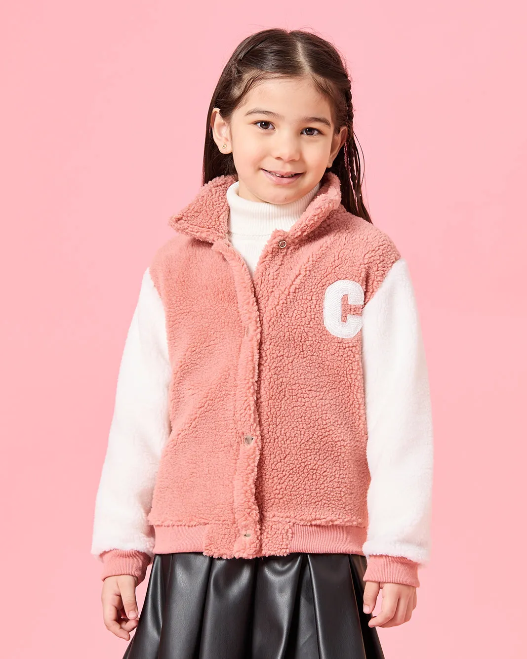 Girls Pink And White Textured Sweatshirt sold by Redtag