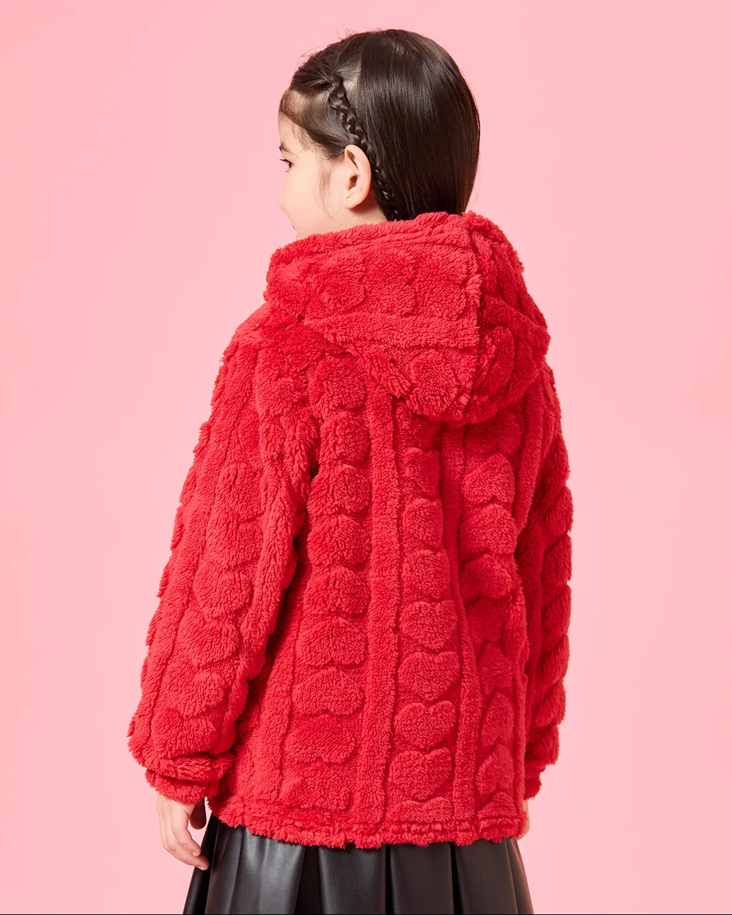 Girls Burgundy Textured Hooded Sweatshirt sold by Redtag product image thumbnail 3