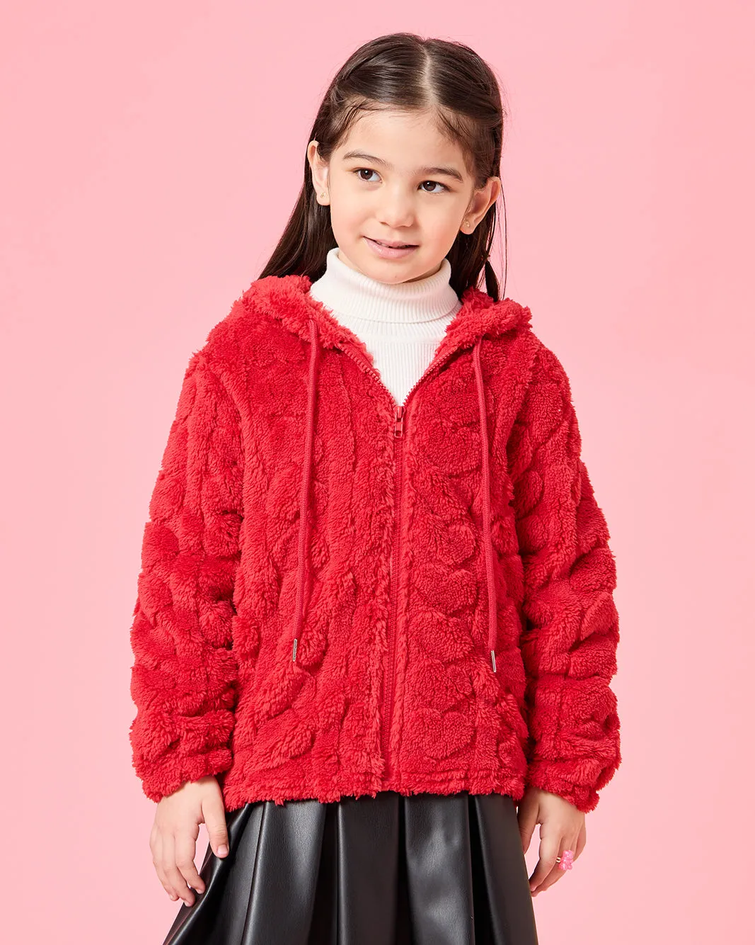 Girls Burgundy Textured Hooded Sweatshirt sold by Redtag