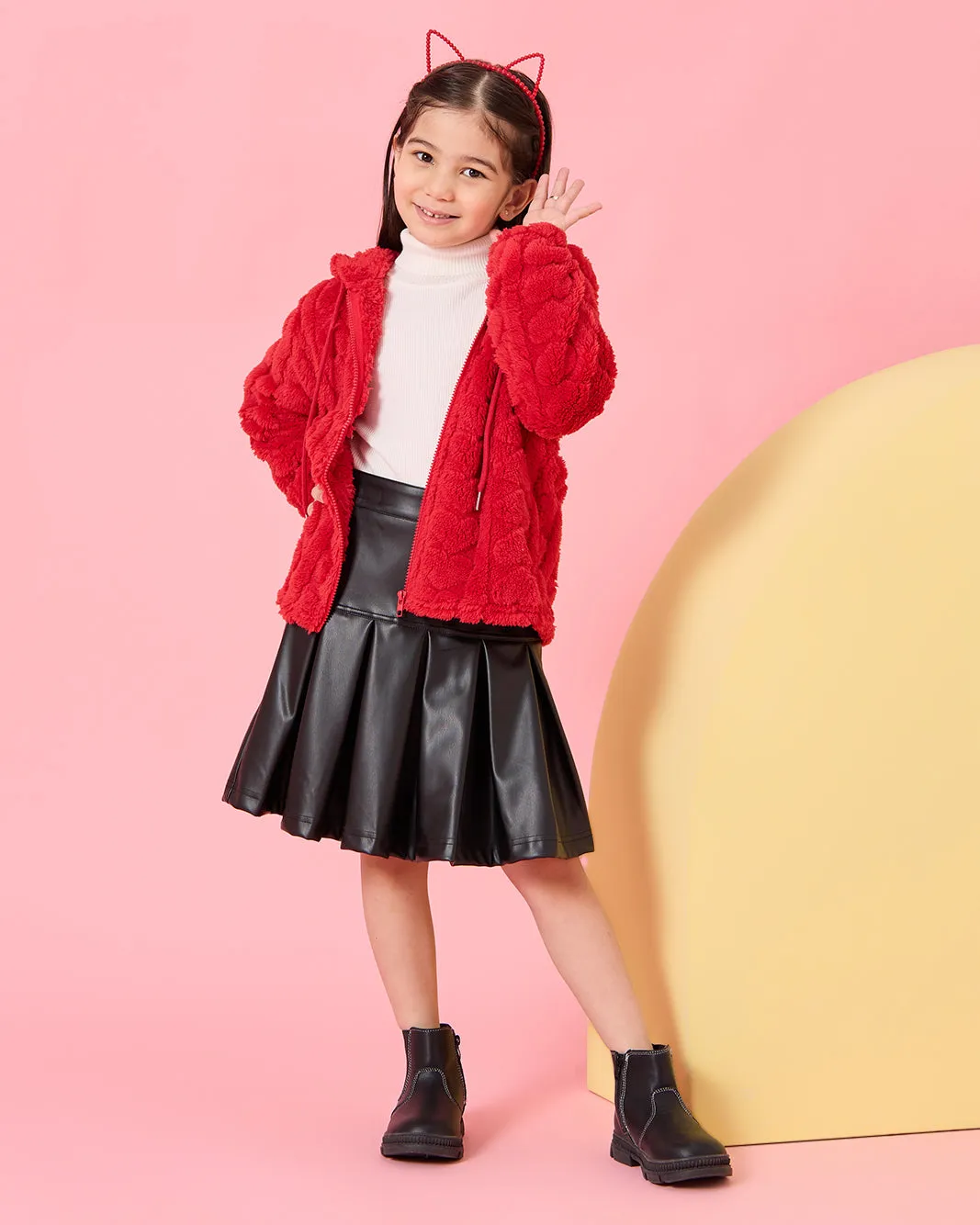 Girls Burgundy Textured Hooded Sweatshirt sold by Redtag product image thumbnail 2