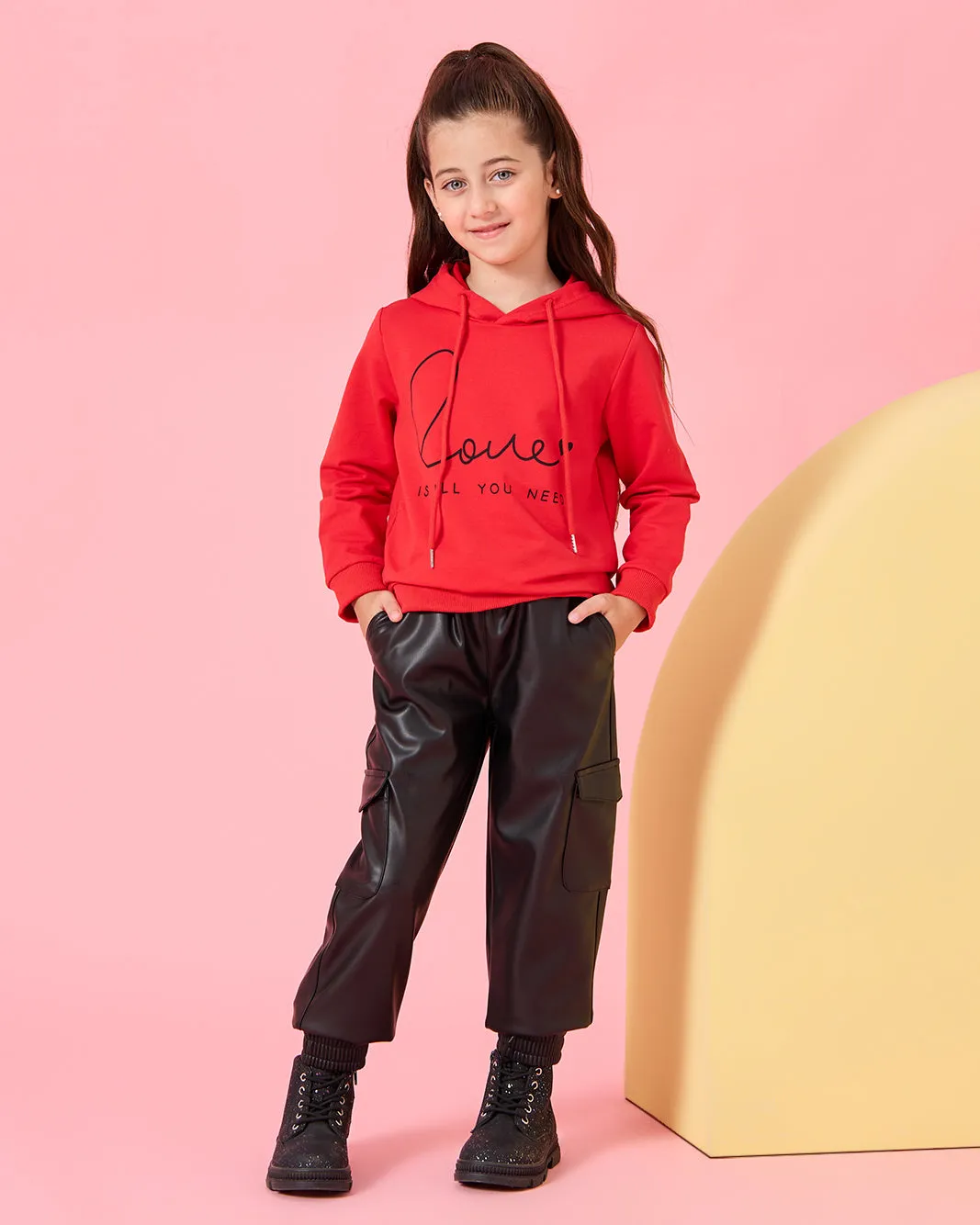Girls Red Printed Hooded Sweatshirt sold by Redtag product image thumbnail 2
