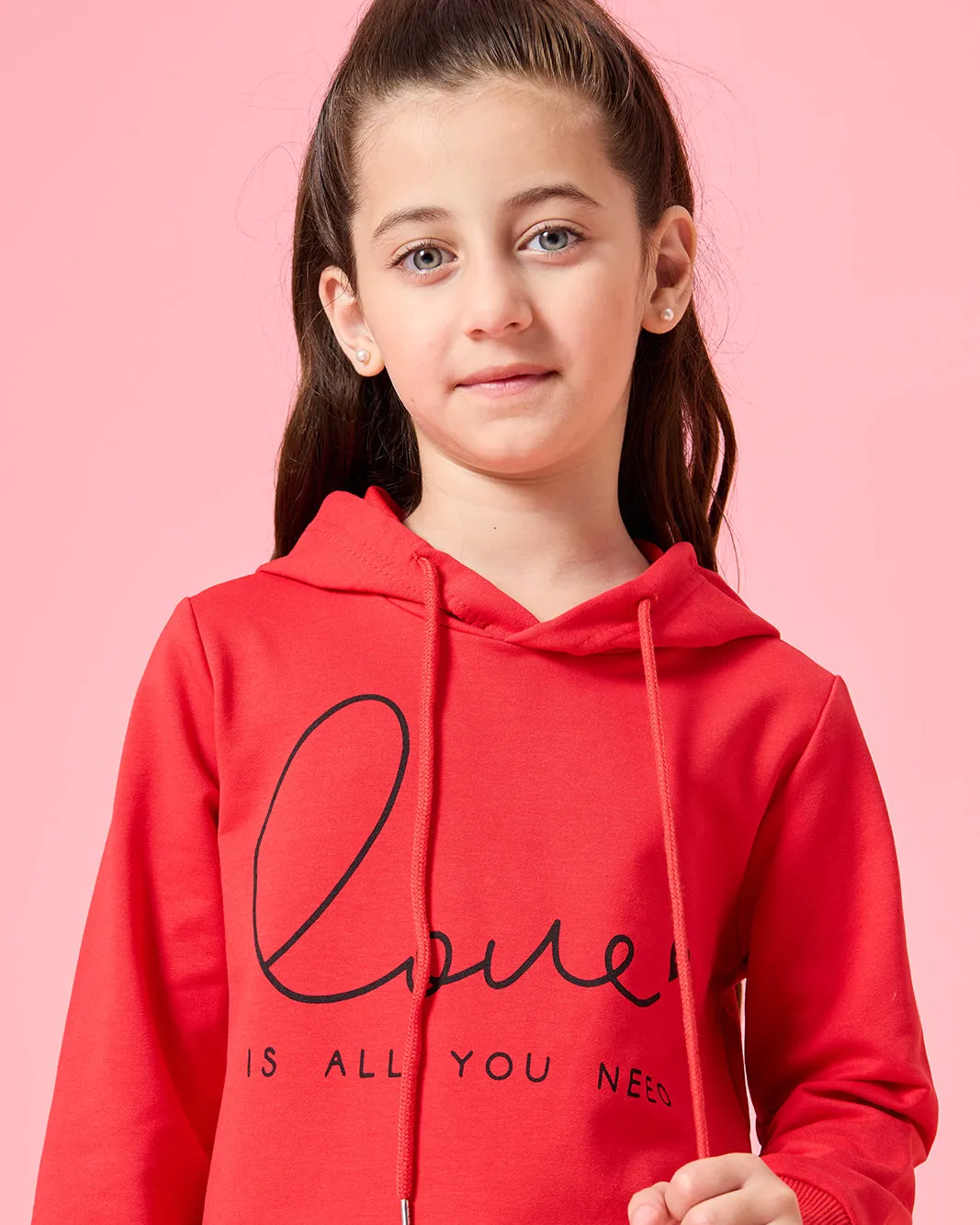 Girls Red Printed Hooded Sweatshirt sold by Redtag product image thumbnail 4
