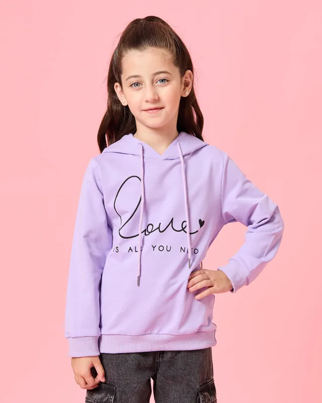 Girls Lilac Printed Hooded Sweatshirt sold by Redtag