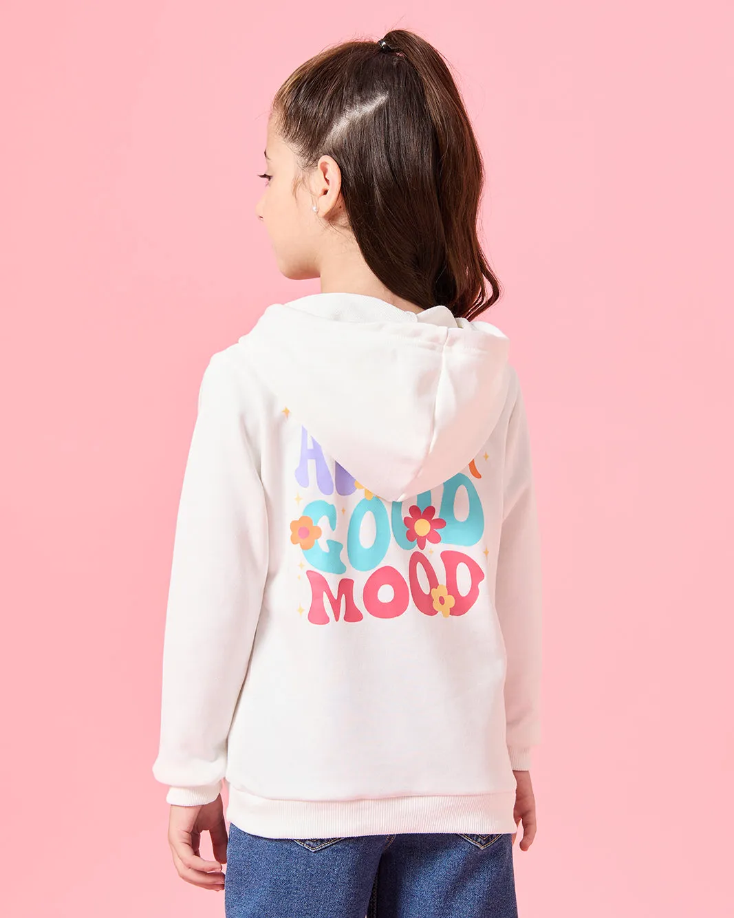 Girls White Printed Hooded Sweatshirt sold by Redtag product image thumbnail 3