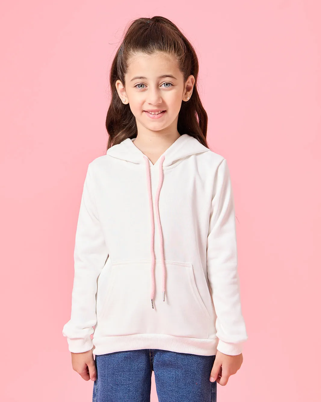 Girls White Printed Hooded Sweatshirt sold by Redtag