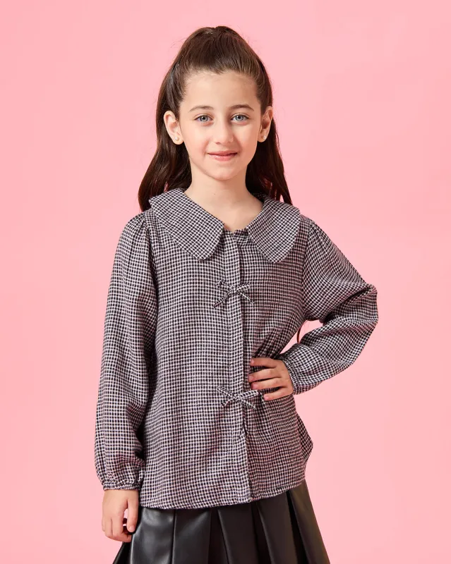 Girls Pink Jacquard Buttonfront Blouse sold by Redtag