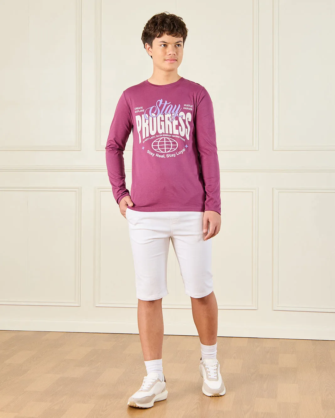 Senior Boys Burgundy Long Sleeve T-Shirt sold by Redtag product image thumbnail 2
