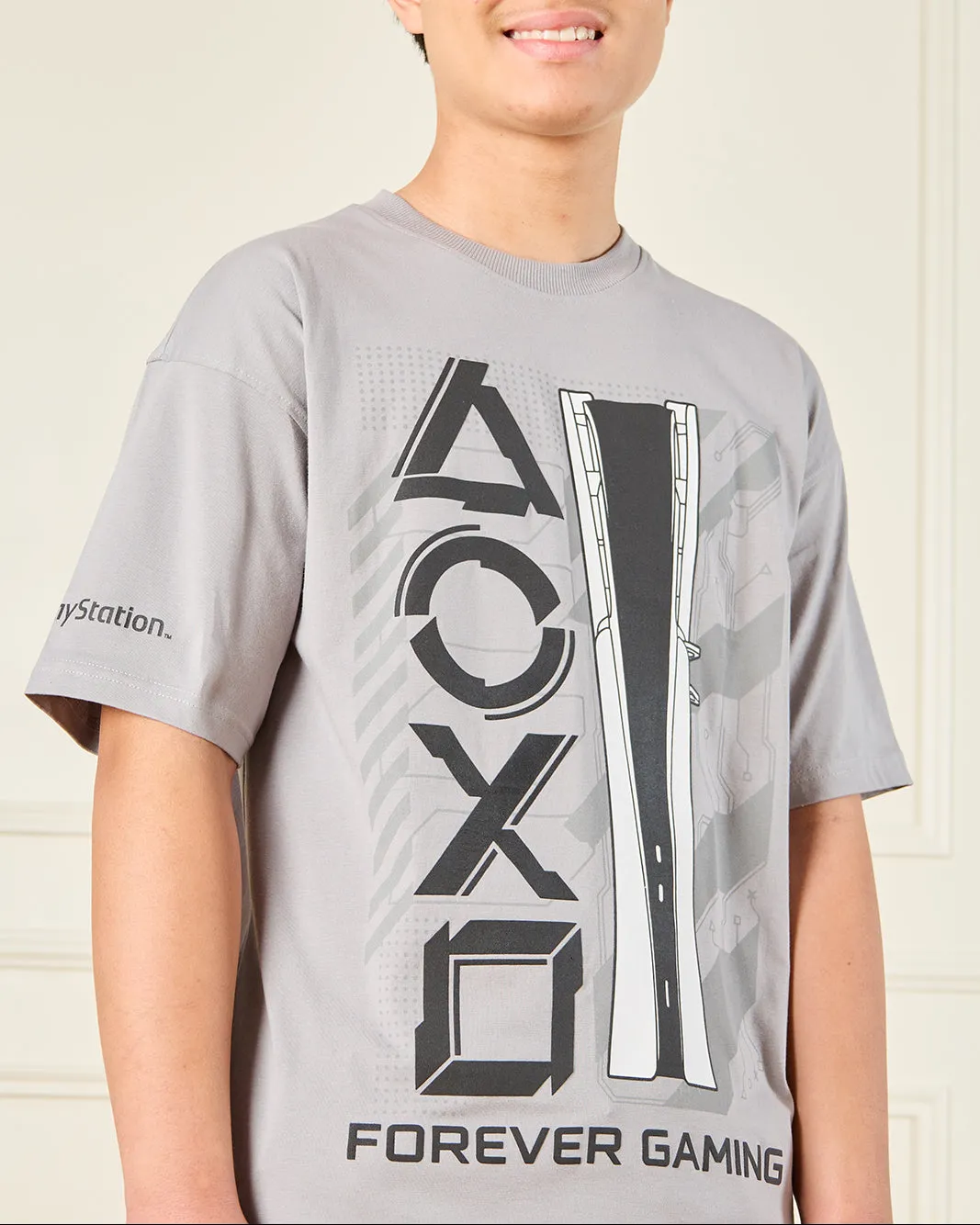 Senior Boys Grey Play Station Print T-Shirt sold by Redtag product image thumbnail 4