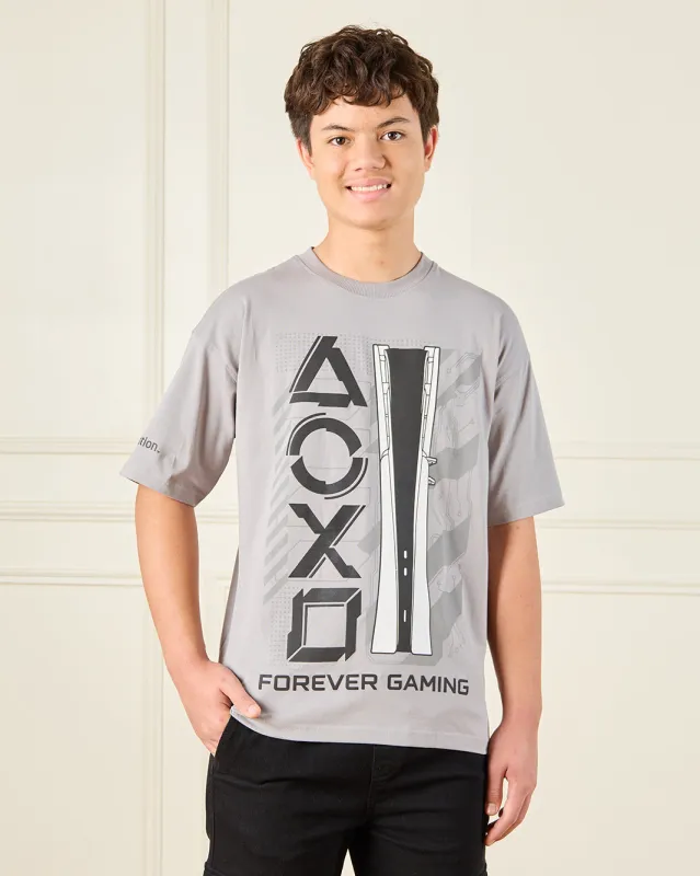 Senior Boys Grey Play Station Print T-Shirt sold by Redtag