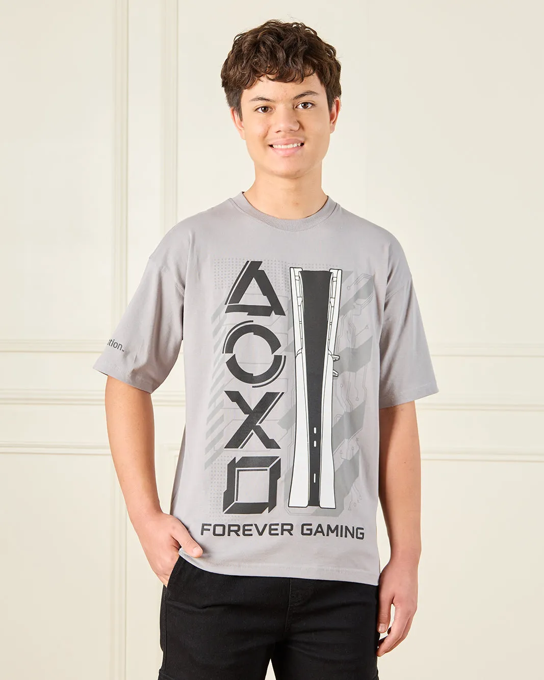 Senior Boys Grey Play Station Print T-Shirt sold by Redtag