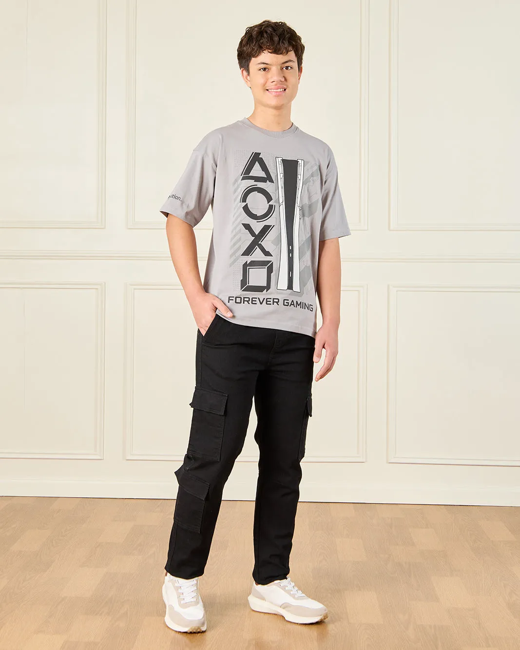 Senior Boys Grey Play Station Print T-Shirt sold by Redtag product image thumbnail 2