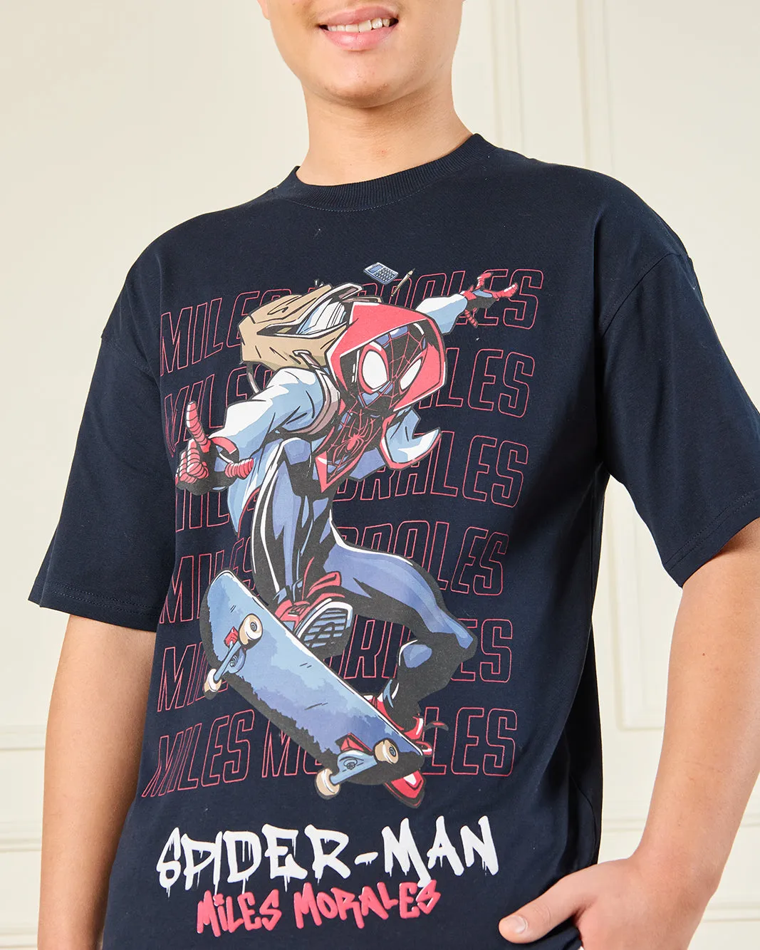 Senior Boys Navy Spiderman Print T-Shirt sold by Redtag product image thumbnail 4