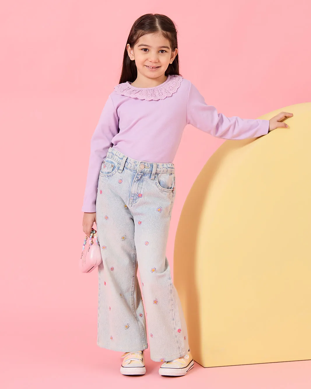 Girls Lilac Long Sleeves T-Shirt sold by Redtag product image thumbnail 2