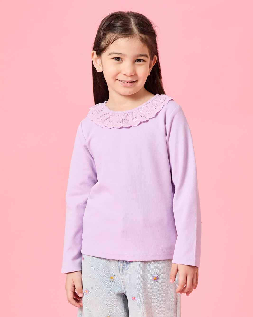 Girls Lilac Long Sleeves T-Shirt sold by Redtag