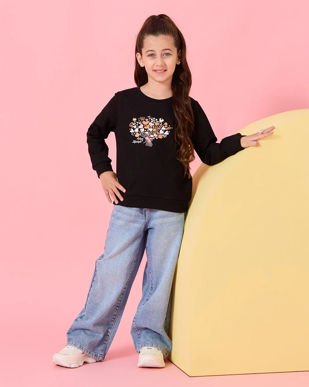 Girls Black Hearts Print T-Shirt sold by Redtag product image thumbnail 2