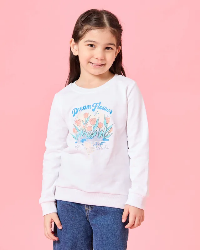 Girls White Floral Print T-Shirt sold by Redtag