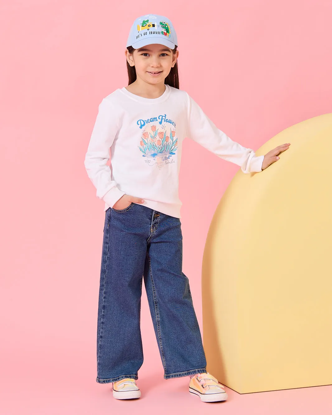 Girls White Floral Print T-Shirt sold by Redtag product image thumbnail 2