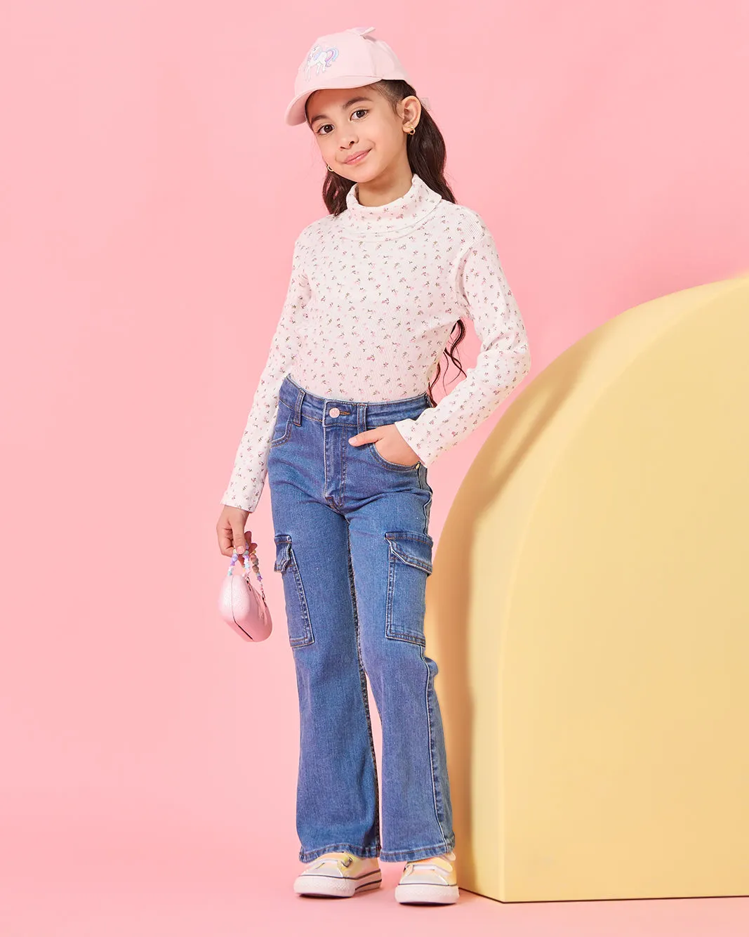 Girls Blue Cargo Pocket Flared Jeans sold by Redtag product image thumbnail 2