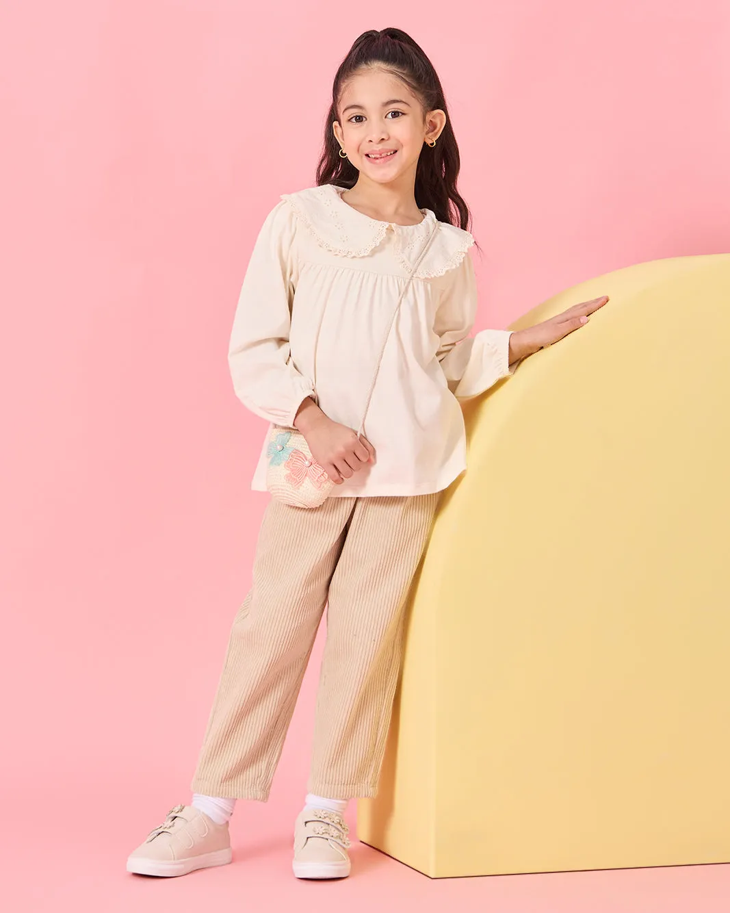 Girls Beige Wide Leg Trouser sold by Redtag product image thumbnail 2