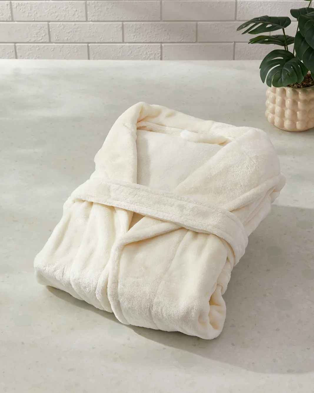 Cream Flannel Bathrobe (XL) sold by Redtag